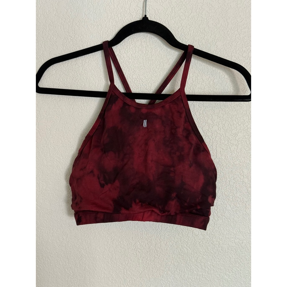 NOBULL Women Burgundy Tie Dye High Neck Racerback Sports Bra Size Medium